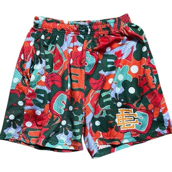 Eric Emanuel women’s basketball shorts mesh colorful floral groovy - Picture 1 of 3